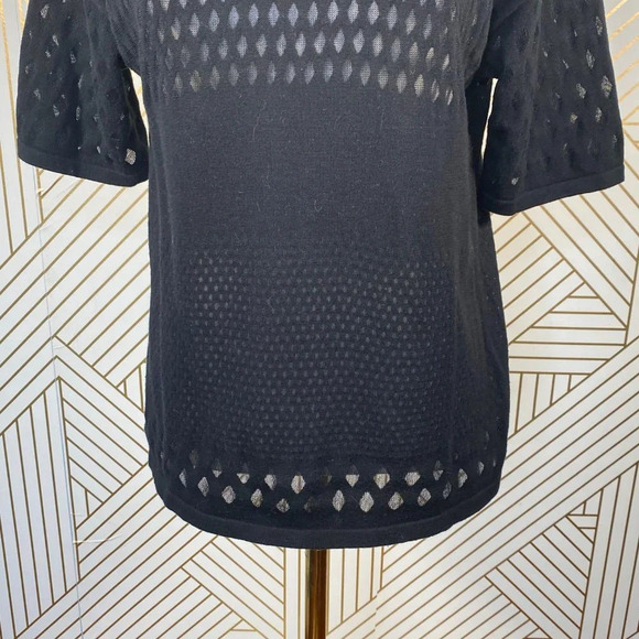 Helmut Lang Diamond Open Knit Black‎ Sweater Top - Picture 4 of 8